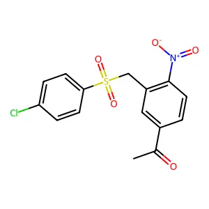 1-[3-[(4-chlorophenyl)sulfonylmethyl]-4-nitrophenyl]ethanone structure