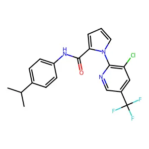 1-[3-chloro-5-(trifluoromethyl)-2-pyridinyl]-N-(4-propan-2-ylphenyl)pyrrole-2-carboxamide structure