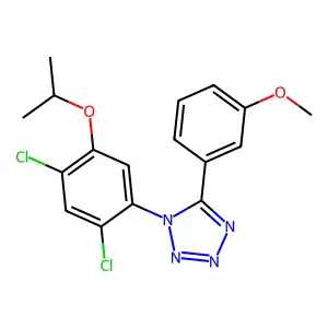 1-(2,4-dichloro-5-isopropoxyphenyl)-5-(3-methoxyphenyl)-1H-1,2,3,4-tetraazole structure
