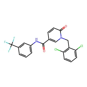 1-[(2,6-dichlorophenyl)methyl]-6-oxo-N-[3-(trifluoromethyl)phenyl]pyridine-3-carboxamide structure