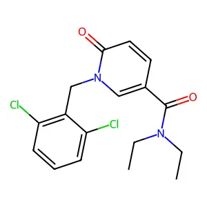 1-[(2,6-dichlorophenyl)methyl]-N,N-diethyl-6-oxopyridine-3-carboxamide structure