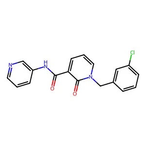 1-[(3-chlorophenyl)methyl]-2-oxo-N-pyridin-3-ylpyridine-3-carboxamide structure
