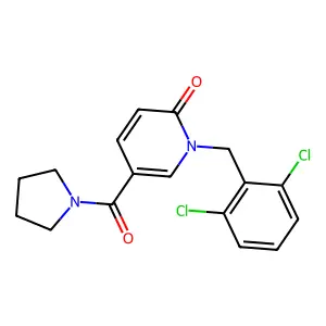 1-[(2,6-dichlorophenyl)methyl]-5-(pyrrolidine-1-carbonyl)pyridin-2-one structure