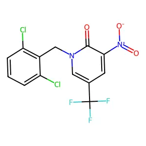 1-[(2,6-dichlorophenyl)methyl]-3-nitro-5-(trifluoromethyl)pyridin-2-one structure