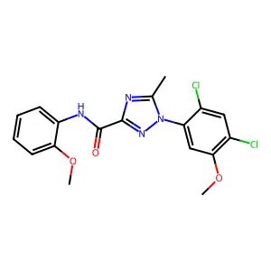 1-(2,4-dichloro-5-methoxyphenyl)-N-(2-methoxyphenyl)-5-methyl-1H-1,2,4-triazole-3-carboxamide structure