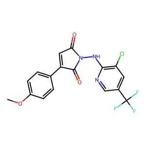 1-[[3-chloro-5-(trifluoromethyl)-2-pyridinyl]amino]-3-(4-methoxyphenyl)pyrrole-2,5-dione structure