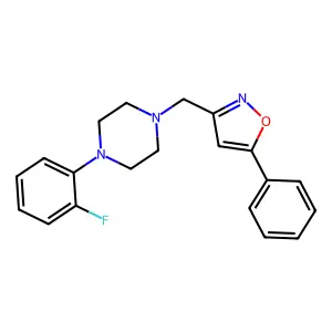 1-(2-fluorophenyl)-4-[(5-phenyl-3-isoxazolyl)methyl]piperazine structure