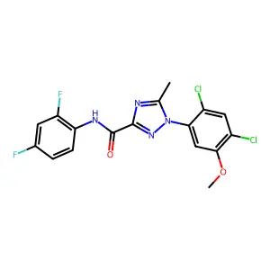 1-(2,4-dichloro-5-methoxyphenyl)-N-(2,4-difluorophenyl)-5-methyl-1H-1,2,4-triazole-3-carboxamide structure