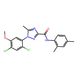 1-(2,4-dichloro-5-methoxyphenyl)-N-(2,4-dimethylphenyl)-5-methyl-1H-1,2,4-triazole-3-carboxamide structure