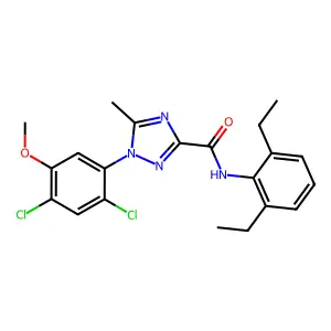 1-(2,4-dichloro-5-methoxyphenyl)-N-(2,6-diethylphenyl)-5-methyl-1H-1,2,4-triazole-3-carboxamide structure