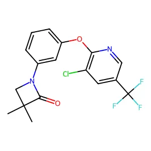 1-[3-[[3-chloro-5-(trifluoromethyl)-2-pyridinyl]oxy]phenyl]-3,3-dimethylazetidin-2-one structure