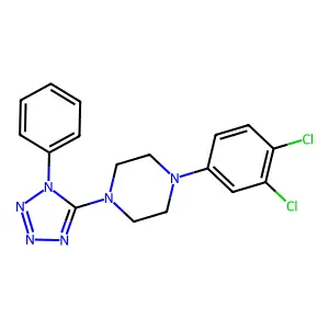 1-(3,4-dichlorophenyl)-4-(1-phenyltetrazol-5-yl)piperazine structure