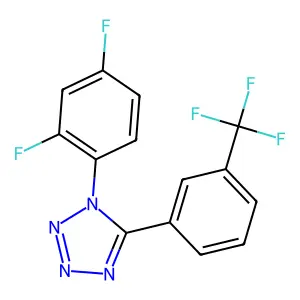 1-(2,4-difluorophenyl)-5-[3-(trifluoromethyl)phenyl]tetrazole structure