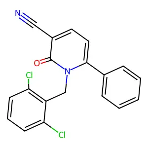 1-[(2,6-dichlorophenyl)methyl]-2-oxo-6-phenylpyridine-3-carbonitrile structure