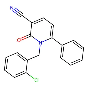 1-[(2-chlorophenyl)methyl]-2-oxo-6-phenylpyridine-3-carbonitrile structure