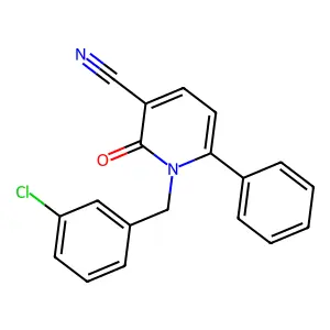 1-[(3-chlorophenyl)methyl]-2-oxo-6-phenylpyridine-3-carbonitrile structure