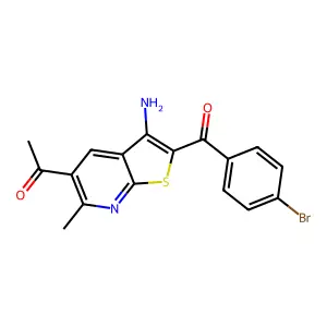 1-[3-amino-2-(4-bromobenzoyl)-6-methylthieno[2,3-b]pyridin-5-yl]ethanone structure