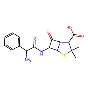 (2S,5R,6R)-6-[(2-amino-2-phenylacetyl)amino]-3,3-dimethyl-7-oxo-4-thia-1-azabicyclo[3.2.0]heptane-2-carboxylic acid structure