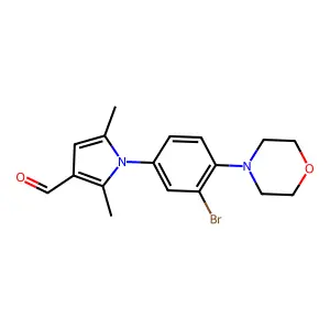1-(3-bromo-4-morpholin-4-ylphenyl)-2,5-dimethylpyrrole-3-carbaldehyde structure