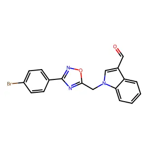 1-{[3-(4-bromophenyl)-1,2,4-oxadiazol-5-yl]methyl}indole-3-carbaldehyde structure