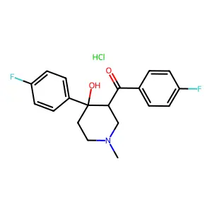 (4-fluorophenyl)-[4-(4-fluorophenyl)-4-hydroxy-1-methylpiperidin-3-yl]methanonehydrochloride structure
