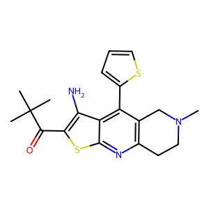 1-(3-amino-6-methyl-4-thiophen-2-yl-7,8-dihydro-5H-thieno[2,3-b][1,6]naphthyridin-2-yl)-2,2-dimethylpropan-1-one structure