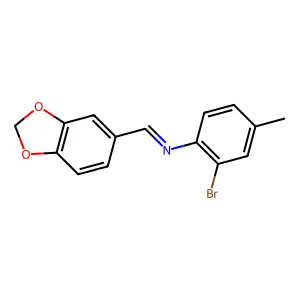 1-(1,3-benzodioxol-5-yl)-N-(2-bromo-4-methylphenyl)methanimine structure