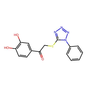 1-(3,4-dihydroxyphenyl)-2-(1-phenyltetrazol-5-yl)sulfanylethanone structure