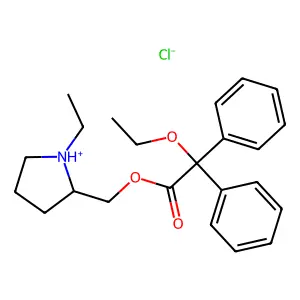 (1-ethylpyrrolidin-1-ium-2-yl)methyl 2-ethoxy-2,2-diphenylacetate chloride structure