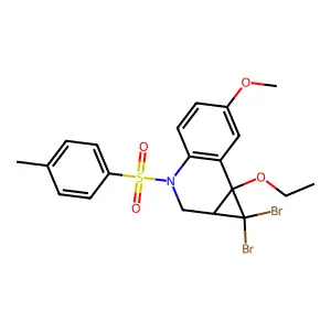 1,1-dibromo-7b-ethoxy-6-methoxy-3-(4-methylphenyl)sulfonyl-1a,2-dihydrocyclopropa[c]quinoline structure