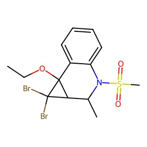 1,1-dibromo-7b-ethoxy-2-methyl-3-methylsulfonyl-1a,2-dihydrocyclopropa[c]quinoline structure