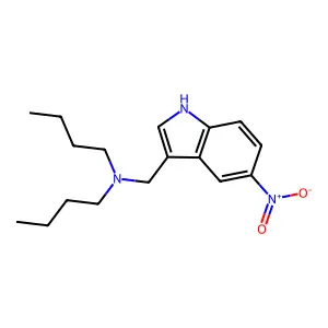 N-butyl-N-[(5-nitro-1H-indol-3-yl)methyl]butan-1-amine structure