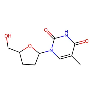 1-[(2R,5S)-5-(hydroxymethyl)oxolan-2-yl]-5-methylpyrimidine-2,4-dione structure