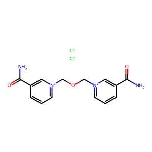 1-[(3-carbamoylpyridin-1-ium-1-yl)methoxymethyl]pyridin-1-ium-3-carboxamide dichloride structure
