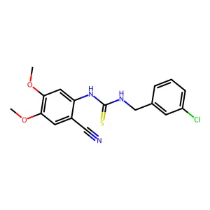 1-[(3-chlorophenyl)methyl]-3-(2-cyano-4,5-dimethoxyphenyl)thiourea structure
