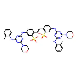 2,2'-(1,2-Ethenediyl)bis[5-[[4-[(2-methylphenyl)amino]-6-(4-morpholinyl)-1,3,5-triazin-2-yl]amino]benzenesulfonic acid] structure