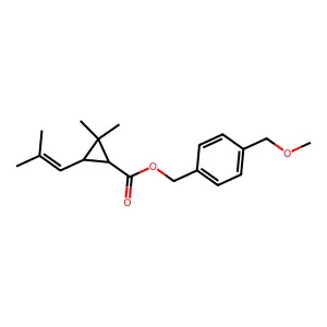 [4-(methoxymethyl)phenyl]methyl 2,2-dimethyl-3-(2-methylprop-1-enyl)cyclopropane-1-carboxylate structure