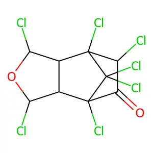 1,3,5,7,9,10,10-heptachloro-4-oxatricyclo[5.2.1.02,6]decan-8-one structure