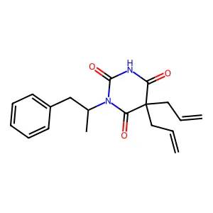 1-(1-phenylpropan-2-yl)-5,5-bis(prop-2-enyl)-1,3-diazinane-2,4,6-trione structure