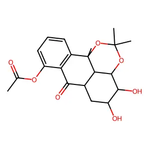 (11,12-dihydroxy-1,15,15-trimethyl-8-oxo-14,16-dioxatetracyclo[7.7.1.02,7.013,17]heptadeca-2(7),3,5-trien-6-yl) acetate structure