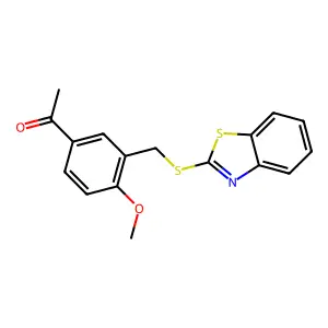 1-{3-[(1,3-benzothiazol-2-ylsulfanyl)methyl]-4-methoxyphenyl}ethan-1-one structure