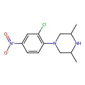 1-(2-chloro-4-nitrophenyl)-3,5-dimethylpiperazine structure