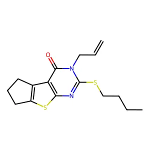 10-butylsulfanyl-11-prop-2-enyl-7-thia-9,11-diazatricyclo[6.4.0.02,6]dodeca-1(8),2(6),9-trien-12-one structure