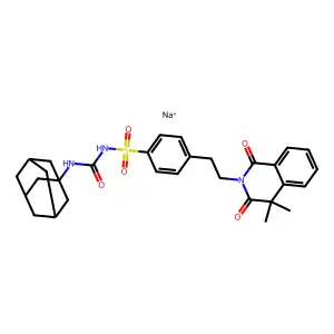 sodium 1-(1-adamantyl)-3-[4-[2-(4,4-dimethyl-1,3-dioxoisoquinolin-2-yl)ethyl]phenyl]sulfonylurea structure