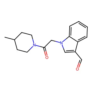1-[2-(4-methylpiperidin-1-yl)-2-oxoethyl]indole-3-carbaldehyde structure
