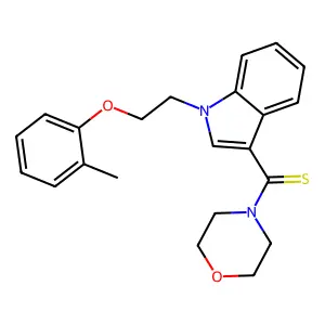 [1-[2-(2-methylphenoxy)ethyl]indol-3-yl]-morpholin-4-ylmethanethione structure