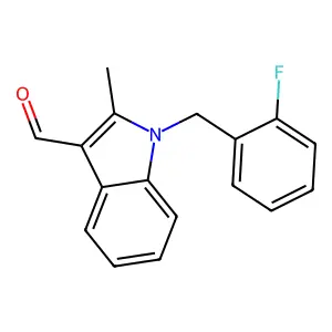 1-[(2-fluorophenyl)methyl]-2-methylindole-3-carbaldehyde structure