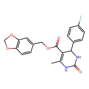 1,3-benzodioxol-5-ylmethyl 4-(4-fluorophenyl)-6-methyl-2-oxo-3,4-dihydro-1H-pyrimidine-5-carboxylate structure