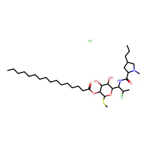 Methyl 7-chloro-6,7,8-trideoxy-2-O-hexadecanoyl-6-[hydroxy(1-methyl-4-propylpyrrolidin-2-yl)methylidene]amino-1-thiooctopyranoside--hydrogen chloride (1/1) structure