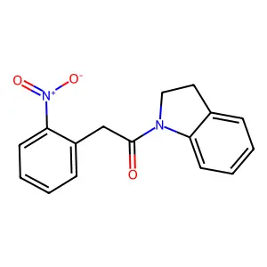 1-(2,3-dihydroindol-1-yl)-2-(2-nitrophenyl)ethanone structure